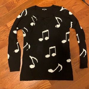 Black music note sweater